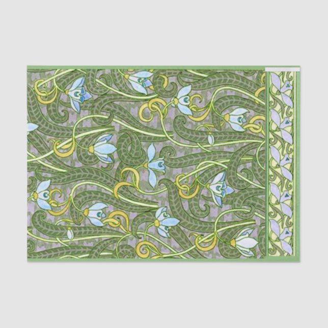 Papier Mousseline Snowdrops Français Art Nouveau Styliszed Motif 180 (Recto)