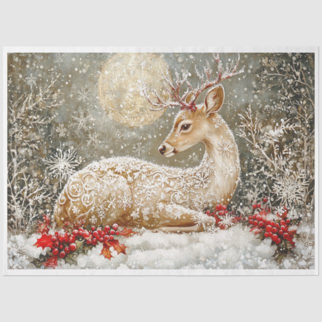 Papier Mousseline Snowflake Deer (Recto)