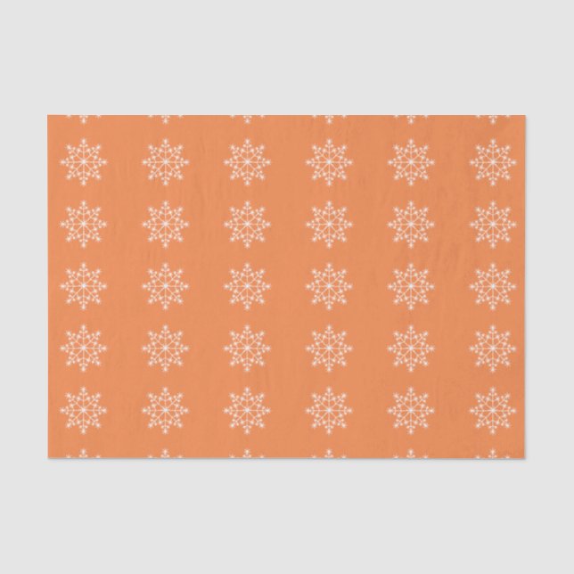 Papier Mousseline Snowflake Motif de vacances Vibrant Orange Noël (Recto)