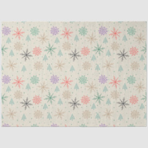 Papier Mousseline Snowflakes dessinés à la main Arbres de Noël Multi