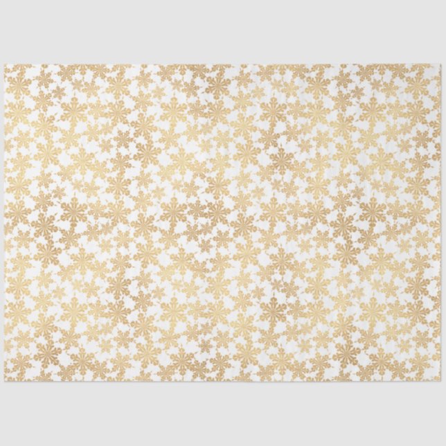 Papier Mousseline Snowflakes Gold Whimsical Elegant White Christmas (Recto)