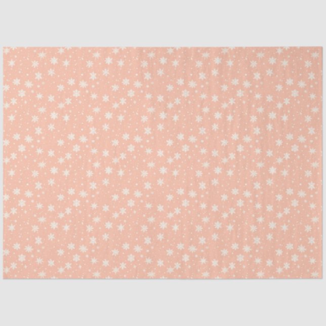 Papier Mousseline Snowflakes orange et blanc et Stars Noël (Recto)