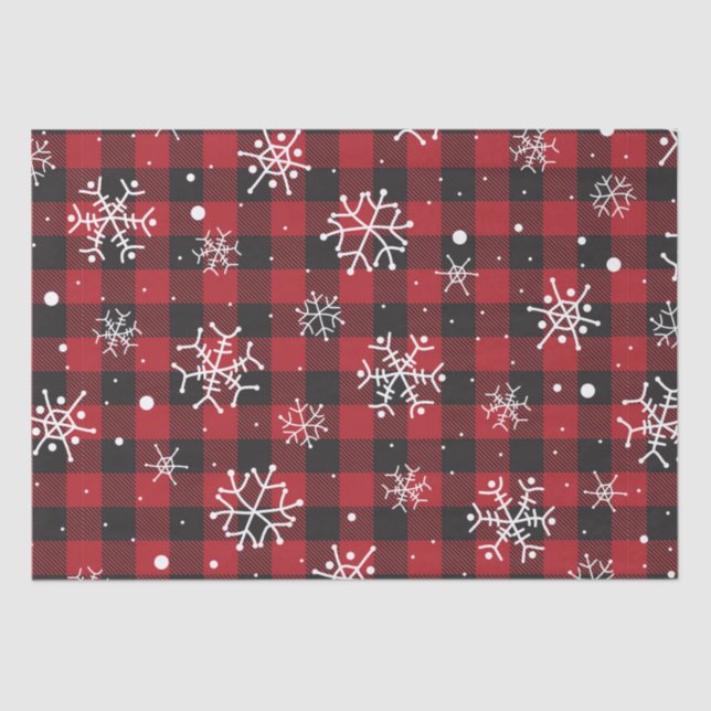 Papier Mousseline Snowflakes Red Black Buffalo Plantation (Recto)