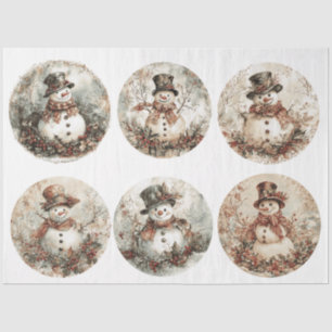 Papier Mousseline Snowman Christmas Rounds