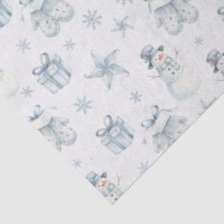 Papier Mousseline Snowman & Mittens Tissue Paper – Blue Winter Gift