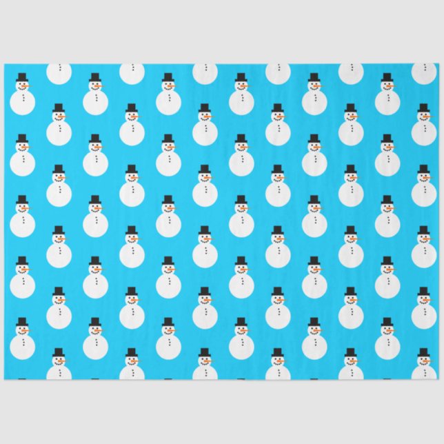 Papier Mousseline Snowman Motif hiver Noël Vacances Sky Blue (Recto)