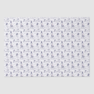 Papier Mousseline Snowman parade toile - bleu