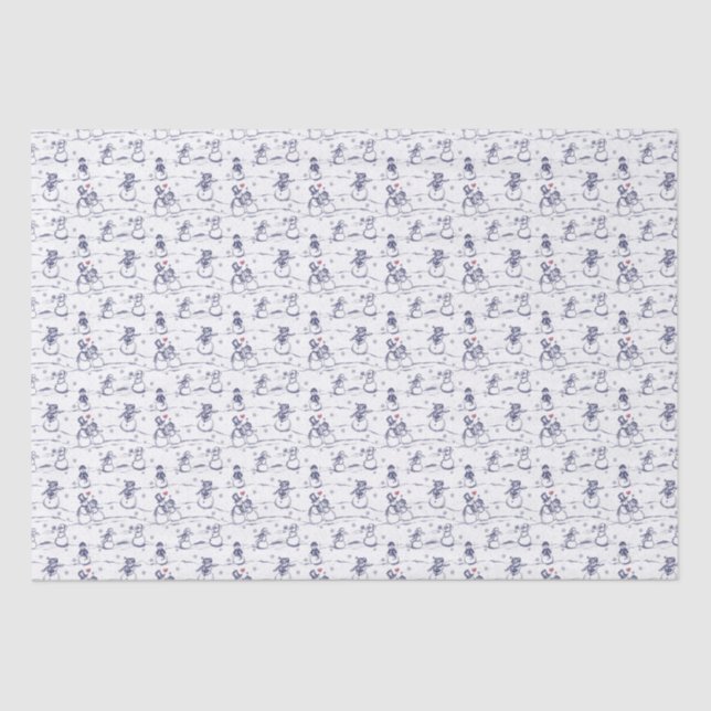 Papier Mousseline Snowman parade toile - bleu (Recto)