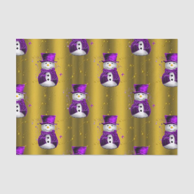 Papier Mousseline Snowman violet à Noël d'or (Recto)