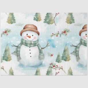 Papier Mousseline Snowmen Arbres de Noël Holly Berries Noël