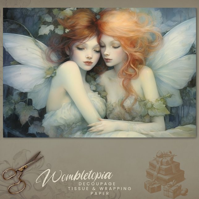 Papier Mousseline Soeurs Fées Enchantées Whimsical Pastel Decoupage (Créateur téléchargé)