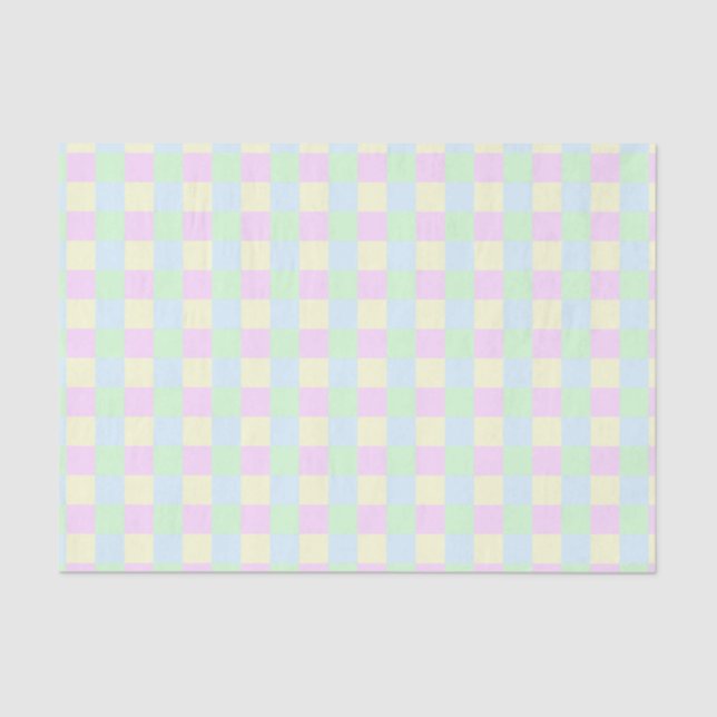 Papier Mousseline Soft Pastel Squares Pattern (Recto)
