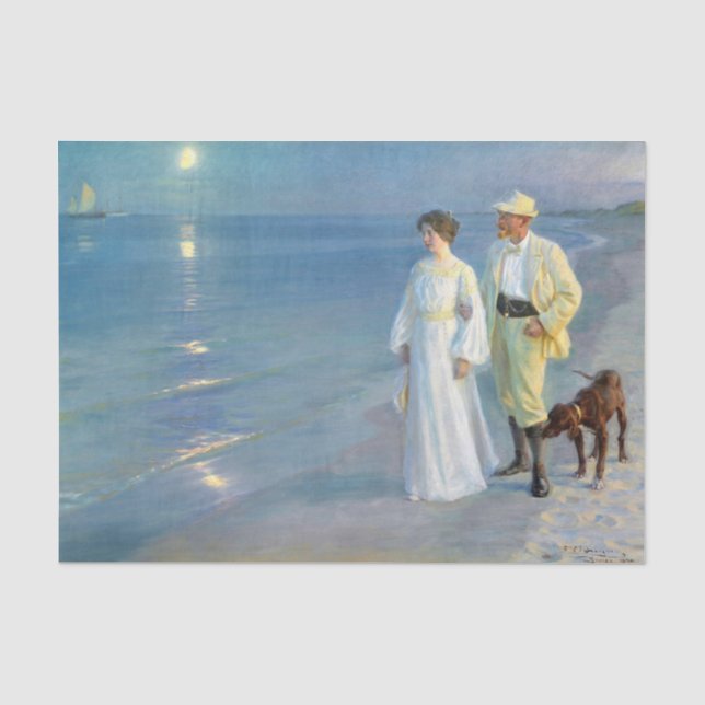 Papier Mousseline Soirée d'été sur la plage à Skagen, P.S. Kroyer (Recto)