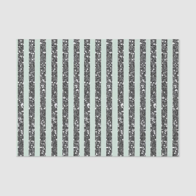 Papier Mousseline Soirée Parties scintillant Minty Green & Silver (Recto)
