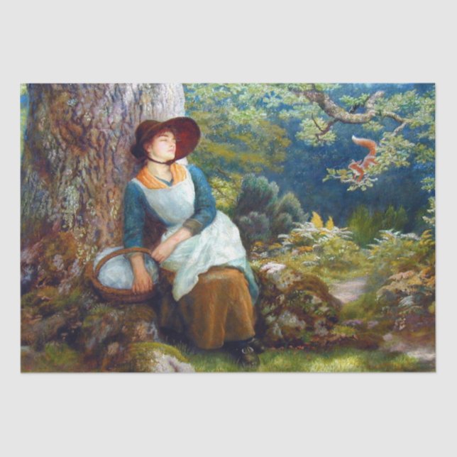 Papier Mousseline Sommeil dans les bois (par Arthur Hughes) (Recto)