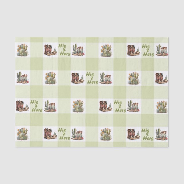 Papier Mousseline Son et Hers Cowboy Cowgirl Boot Tissue Paper (Recto)