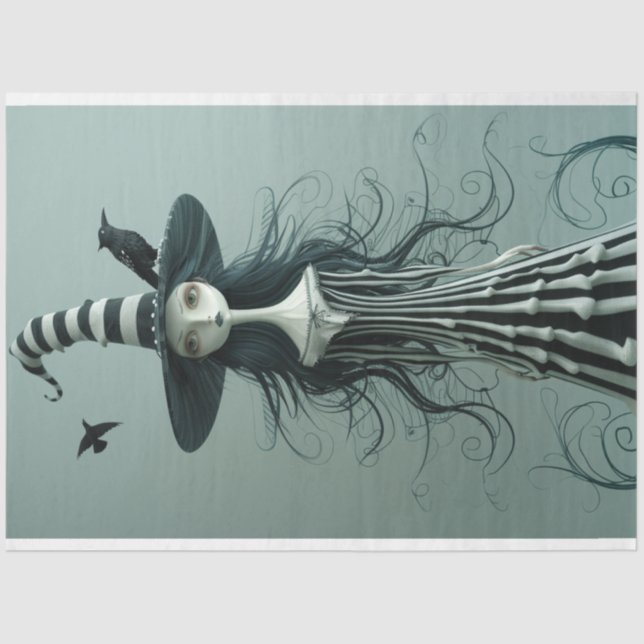 Papier Mousseline Sorceress Skull Lady Découpage (Recto)