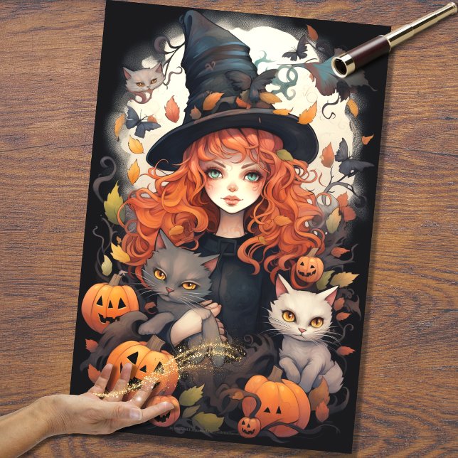 Papier Mousseline Sorcière fille 2 Halloween papier découpage (Créateur téléchargé)