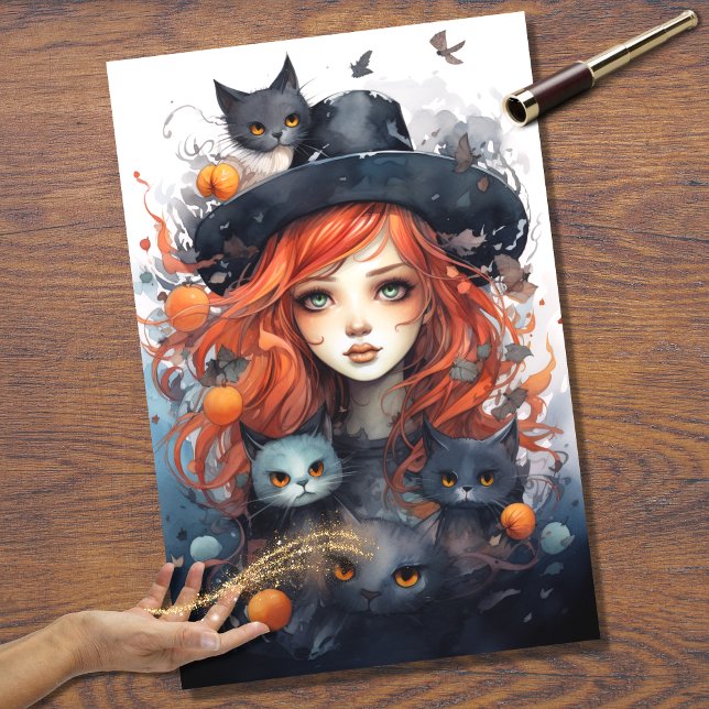 Papier Mousseline Sorcière fille 4 Halloween papier découpage (Créateur téléchargé)