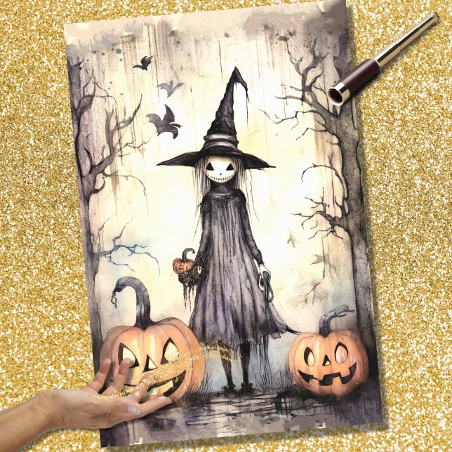 Papier Mousseline Sorcière fille 9 Halloween papier découpage (Créateur téléchargé)