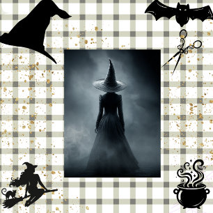 Papier Mousseline Sorcière Foggy Decoupage Silhouette Halloween