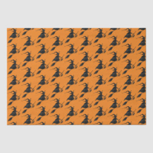 Papier Mousseline Sorcière volante gothique noire éffrayante Hallowe