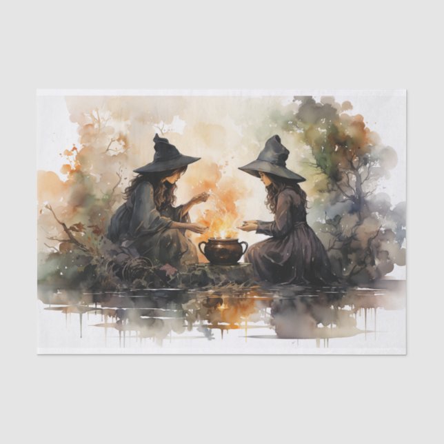 Papier Mousseline Sorcières et Cauldron Automne Halloween Découpage (Recto)