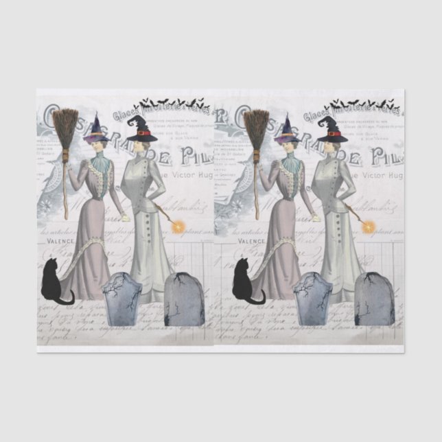 Papier Mousseline Sorcières victoriennes glamour Halloween Collage (Recto)