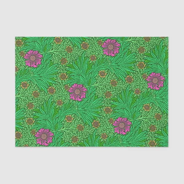 Papier Mousseline Souci de William Morris, vert vert et fuchsia (Recto)