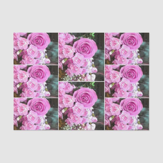 Papier Mousseline Souffle rose de bébé d'oeillets de roses (Recto)