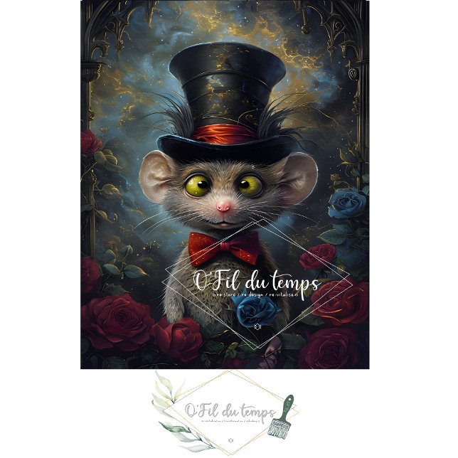 Papier Mousseline Souris amusante avec un casquette (Créateur téléchargé)