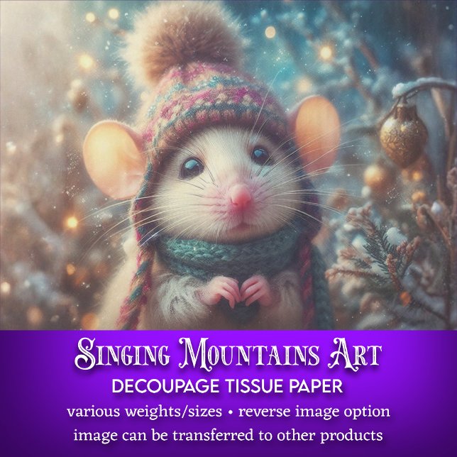 Papier Mousseline Souris de Noël dans le Casquette Knit Découpage (Créateur téléchargé)