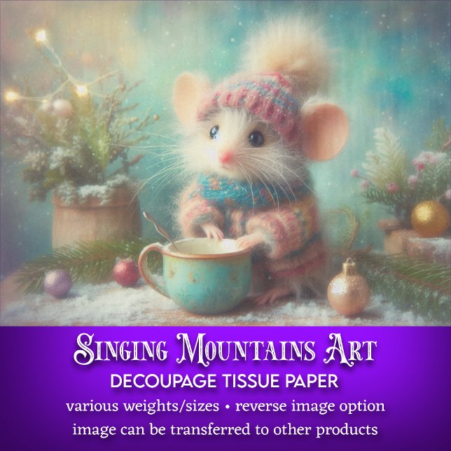 Papier Mousseline Souris Festive en Casquette de vacances avec Décou (Créateur téléchargé)