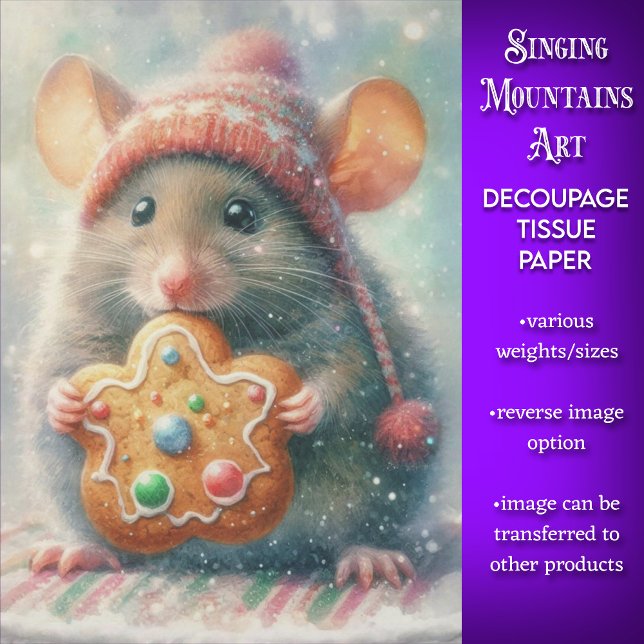 Papier Mousseline Souris Mignonne au Chapeau de Fête avec Découpage  (Créateur téléchargé)