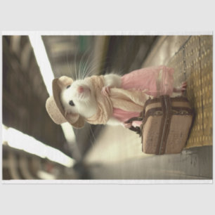 Papier Mousseline Souris rose vintage - Découpage de déplacement