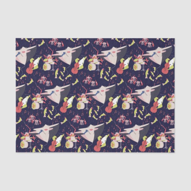 Papier Mousseline Sous la mer Marine Animals Chanson de musique (Recto)