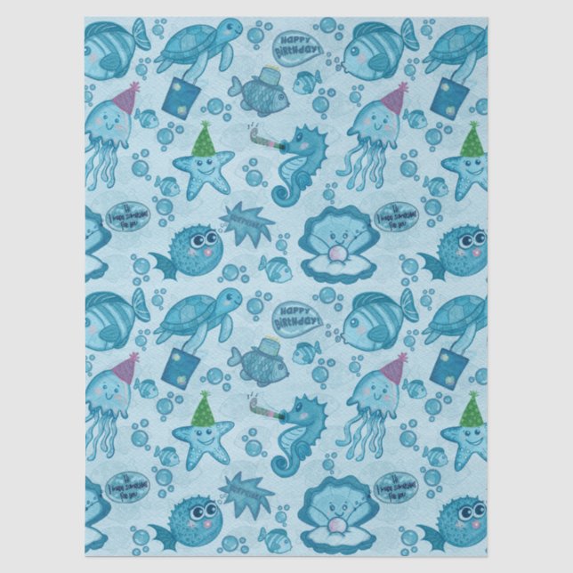 Papier Mousseline Sous l'enveloppe cadeau d'anniversaire de la mer (Recto)