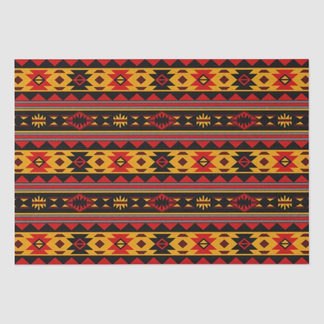Papier Mousseline Southwest Design Red Black Gold Tribal Motif (Recto)