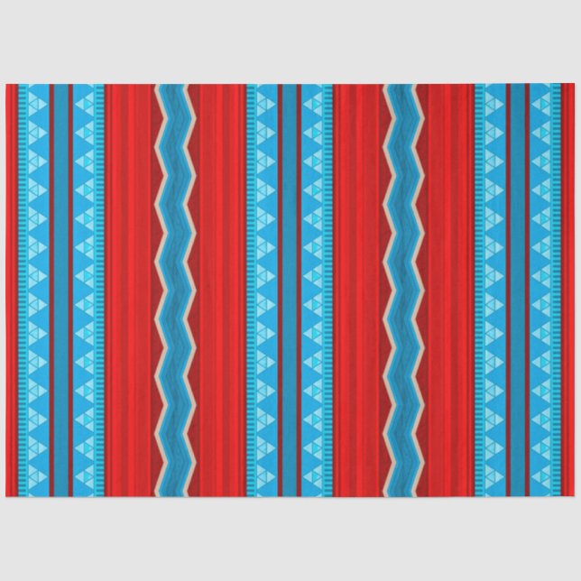 Papier Mousseline Southwest River Canyon Geometric Red Turquoise (Recto)