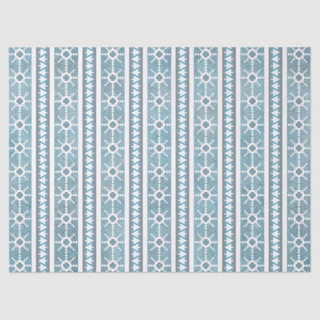 Papier Mousseline Southwest Winter Snowflakes & Pine Trees Bleu (Recto)