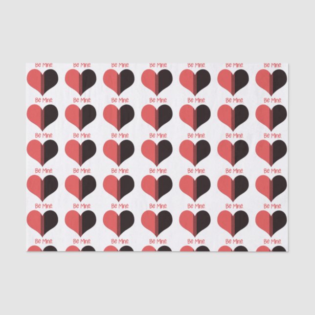 Papier Mousseline Soyez à moi Valentine Red Stripe Heart (Recto)