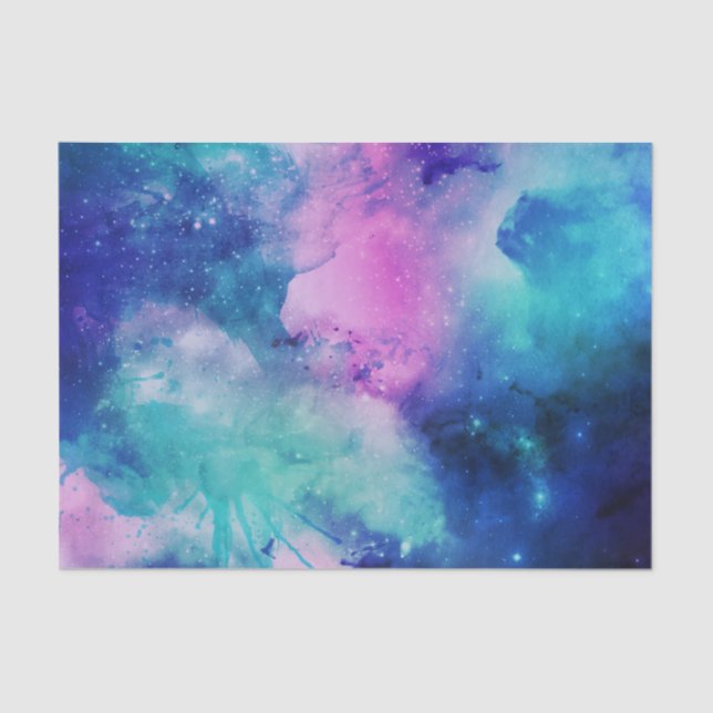 Papier Mousseline Space Blue Rose Aquarelle Star Nebula Univers (Recto)