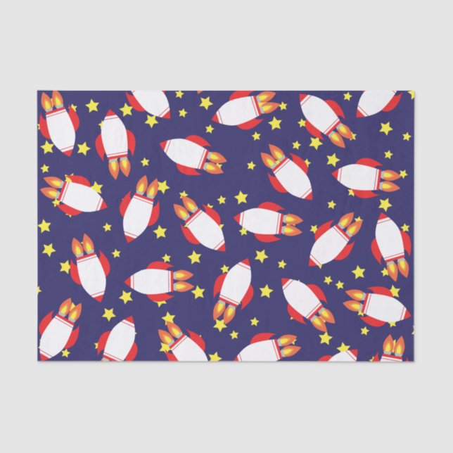 Papier Mousseline Space Rocket Ship Anniversaire (Recto)