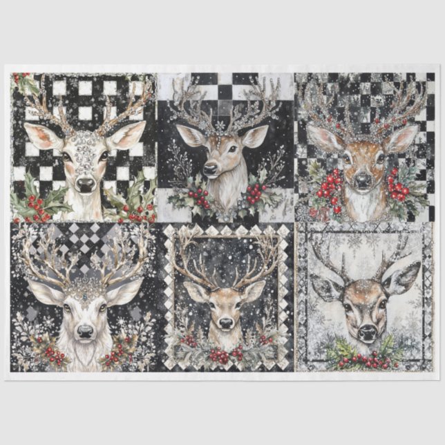 Papier Mousseline Sparke Deer Carrés, Reindeer (Recto)