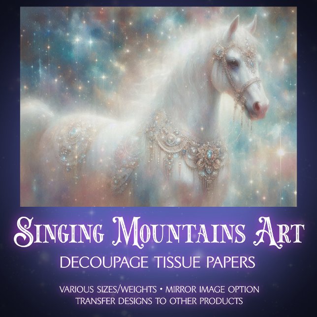 Papier Mousseline Sparkling Horse Starry Galaxy Art Decoupage (Créateur téléchargé)