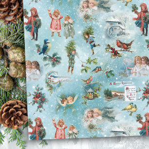 Papier Mousseline Sparkly Magical Winter Vintage Noël Collage