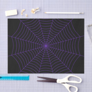 Papier Mousseline Spider web noir violet motif Halloween