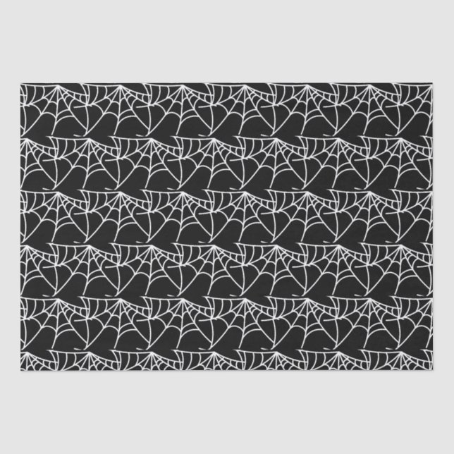Papier Mousseline Spider Webs Halloween Motif noir Éffrayant (Recto)