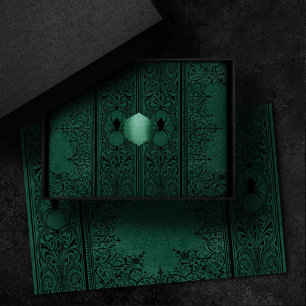 Papier Mousseline Spider Witch Emerald Green Spiderweb Flourish