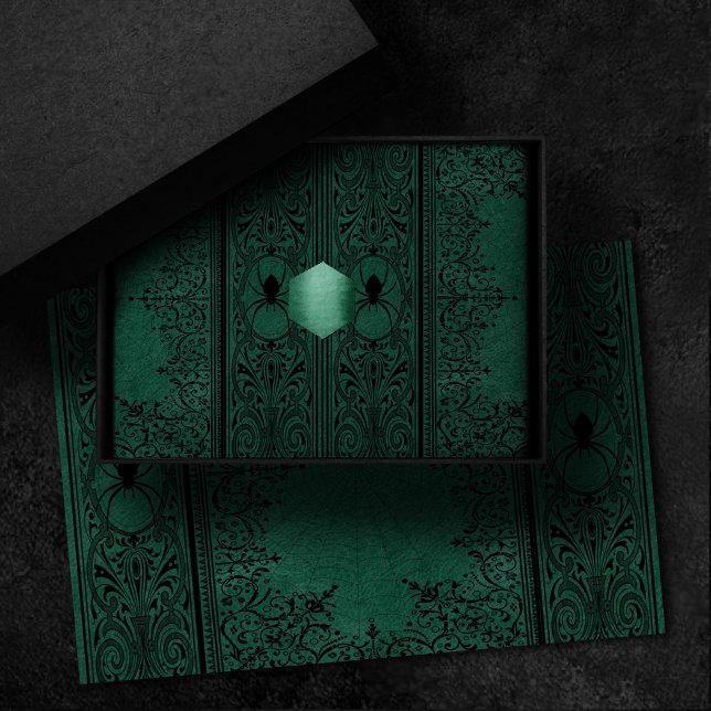 Papier Mousseline Spider Witch | Emerald Green Spiderweb Flourish (Créateur téléchargé)